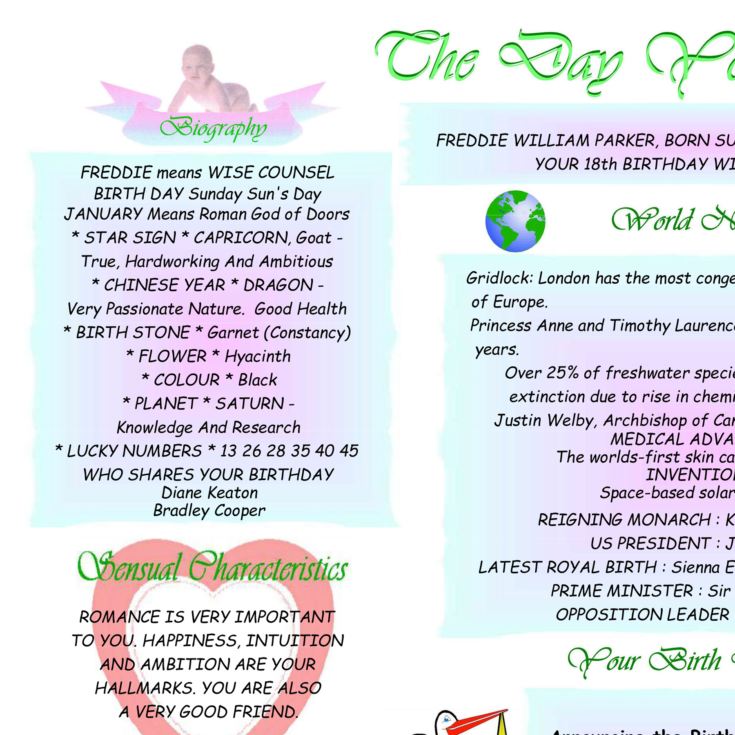Personalised The Day You Were Born Framed Print (New Born) product image