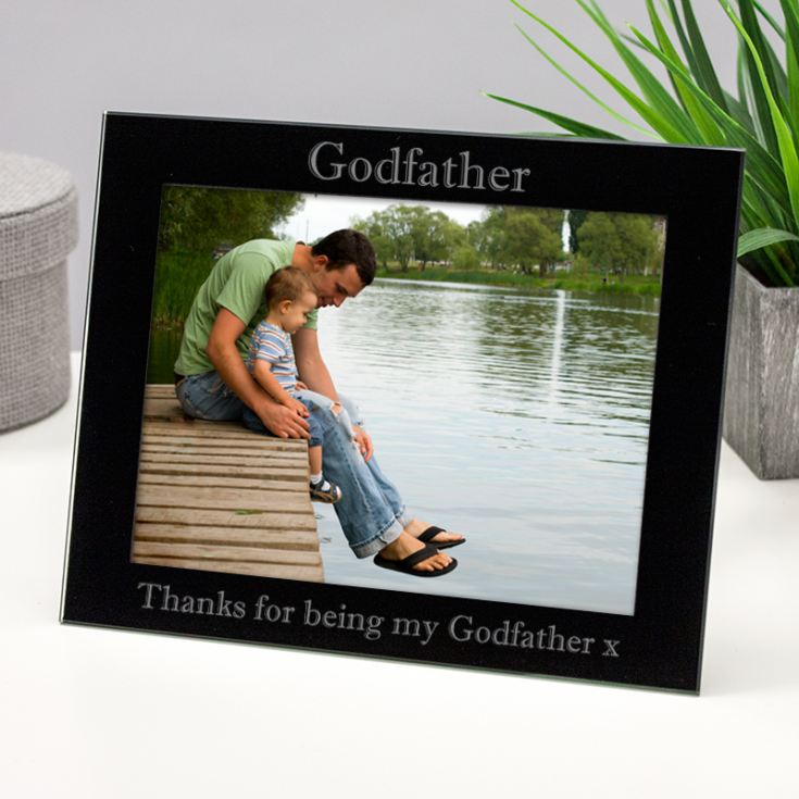 Personalised Godfather Black Glass Photo Frame product image