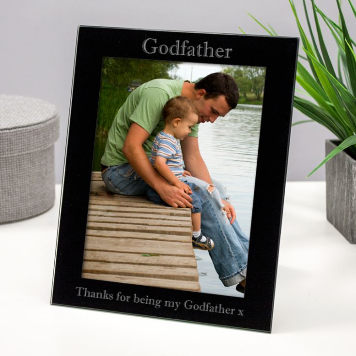 Personalised Godfather Black Glass Photo Frame product image