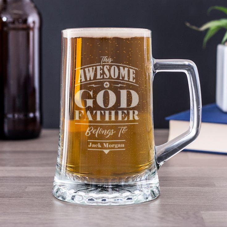 Personalised Godfather Glass Beer Tankard The Gift Experience