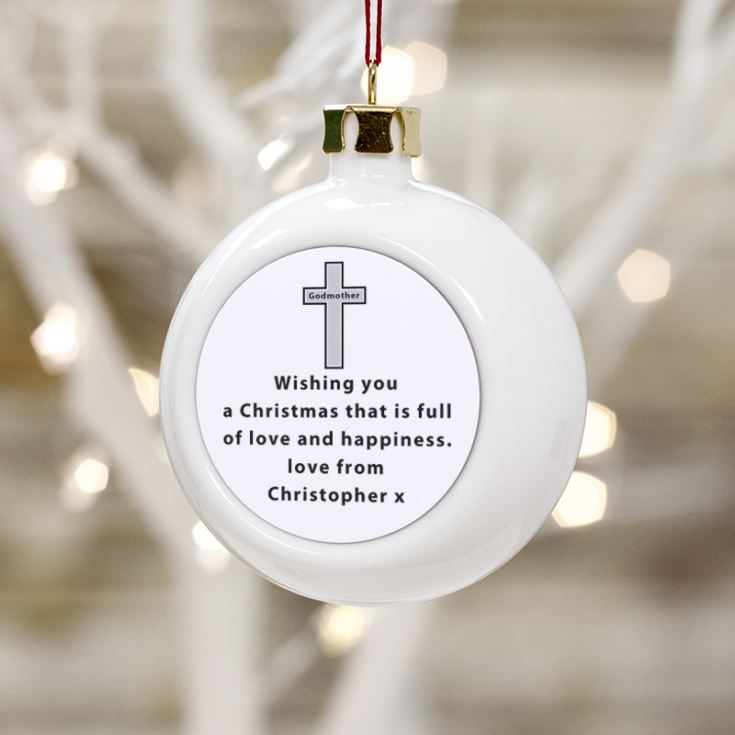 Personalised Godmother Christmas Bauble product image