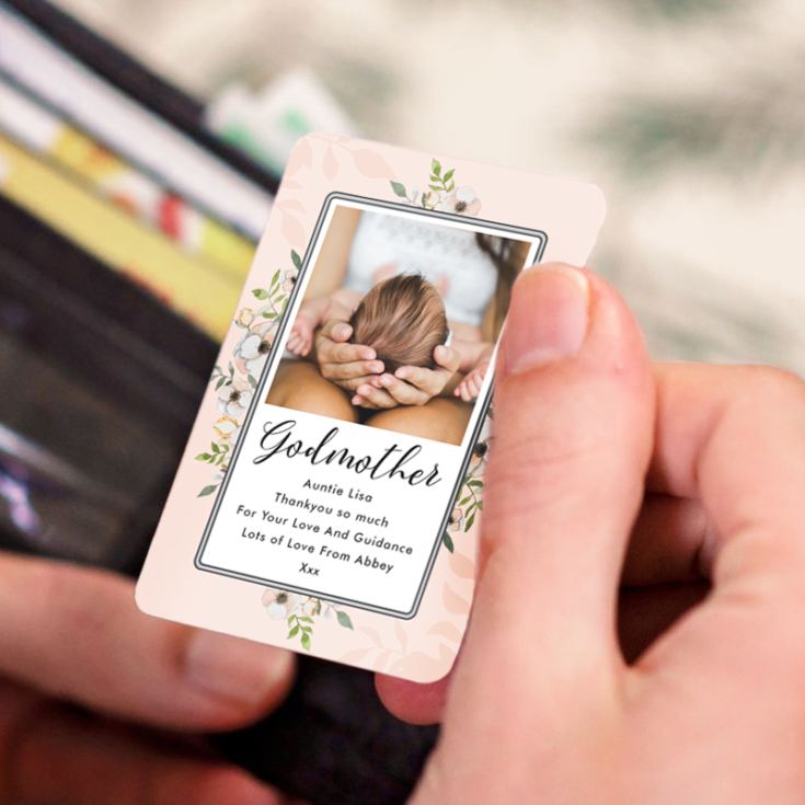Personalised Godmother Photo Upload Metal Wallet Card product image