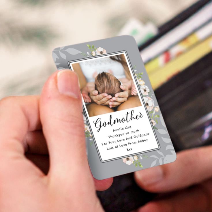 Personalised Godmother Photo Upload Metal Wallet Card product image
