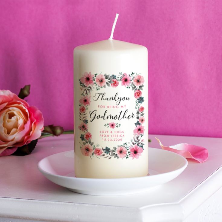 Personalised Godmother Floral Design Candle product image