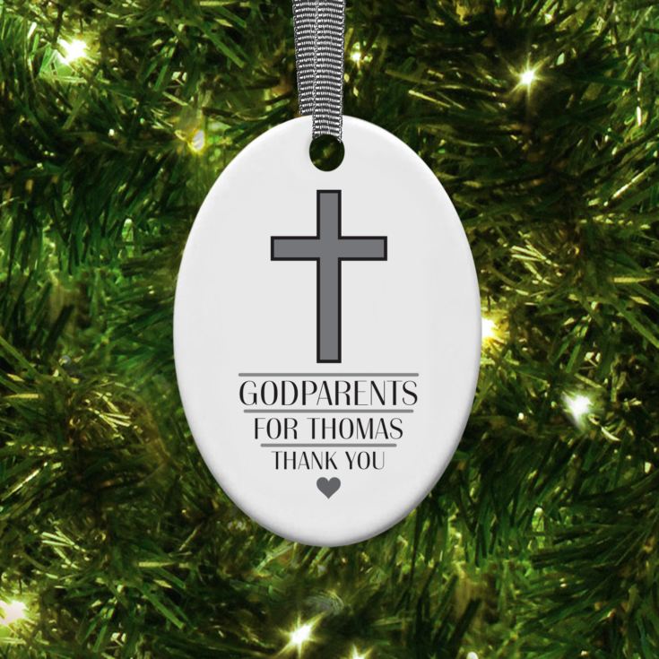 Personalised Godparents Oval Hanging Ornament product image