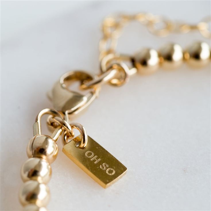 Gold 21st Beaded Lobster Clasp Bracelet with Personalised Box product image