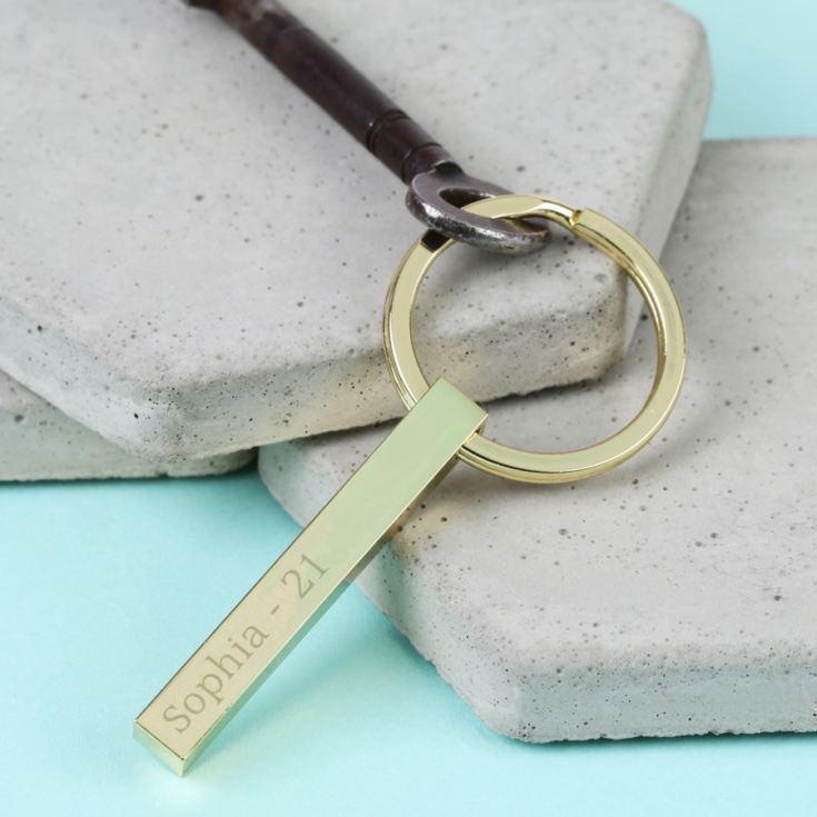 Personalised Shiny Gold Bar Keyring product image