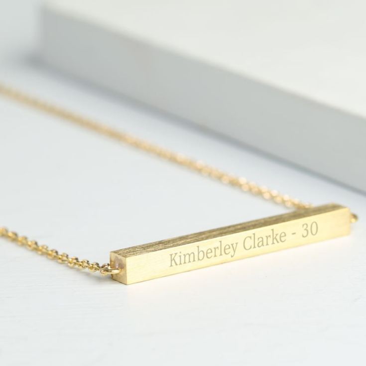 Personalised Horizontal Bar Necklace in Gold product image