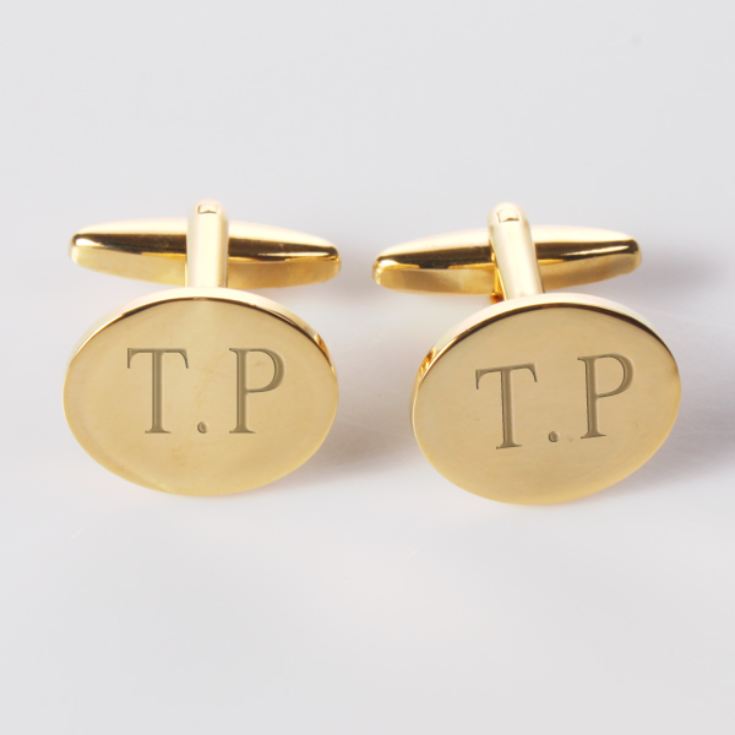 Golden Plated Personalised Present for Husband Engraved Initials Cufflinks For Wedding Birthday  Friend or Boufriend anniversary present
