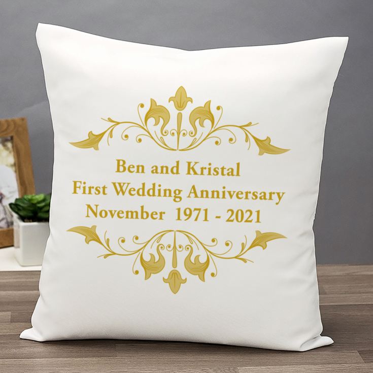 Personalised Embroidered Golden Wedding Anniversary Cushion The Gift