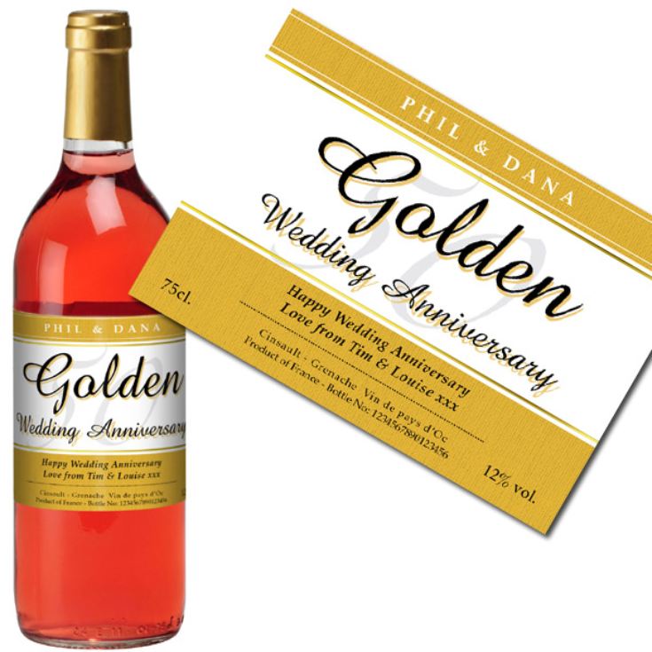 Personalised Golden Wedding Anniversary Rose Wine product image