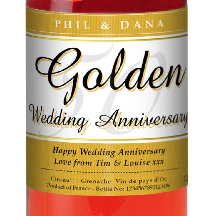 Personalised Golden Wedding Anniversary Rose Wine product image