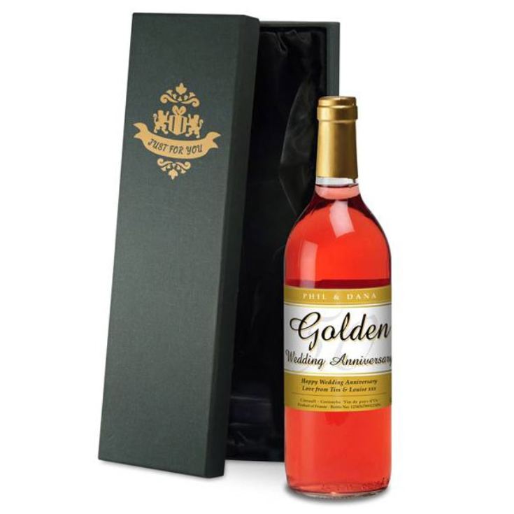 Personalised Golden Wedding Anniversary Rose Wine product image
