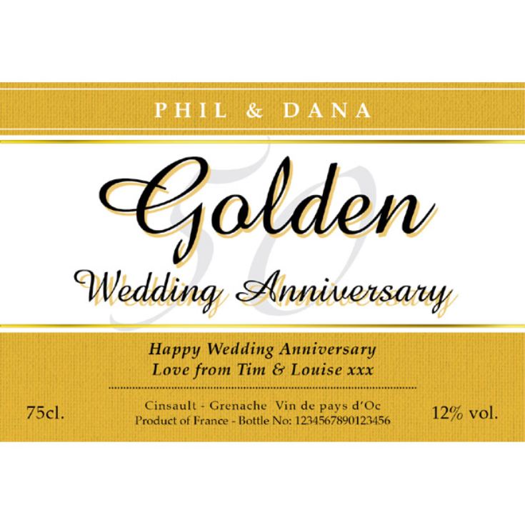 Personalised Golden Wedding Anniversary Rose Wine product image