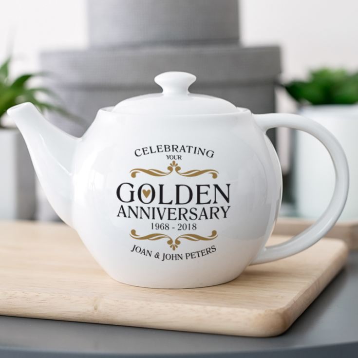 Golden Wedding Anniversary Gifts
 Personalised Golden Wedding Anniversary Teapot