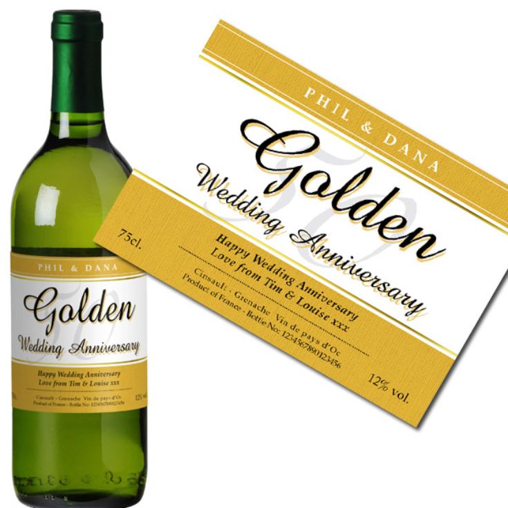 Personalised Golden Wedding Anniversary White Wine product image