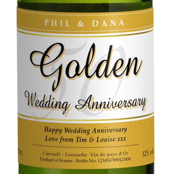 Personalised Golden Wedding Anniversary White Wine product image