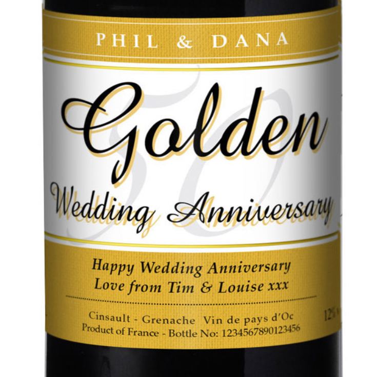 Personalised Golden Wedding Anniversary Red Wine product image