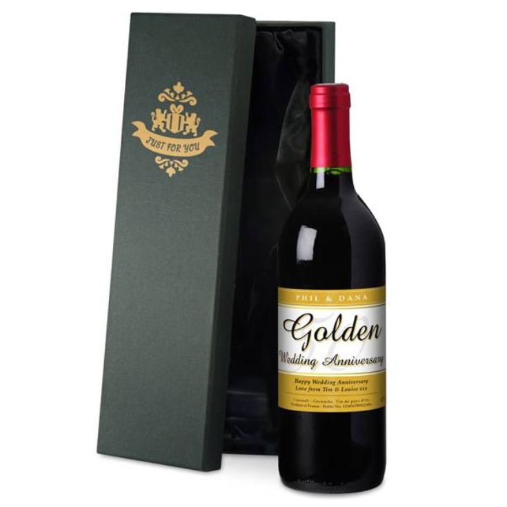 Personalised Golden Wedding Anniversary Red Wine product image