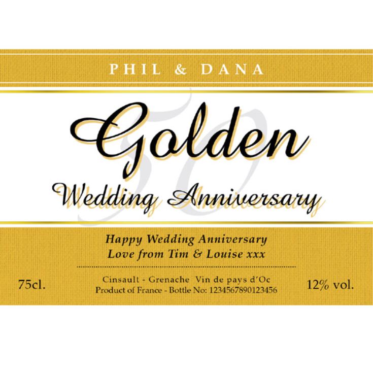 Personalised Golden Wedding Anniversary Red Wine product image