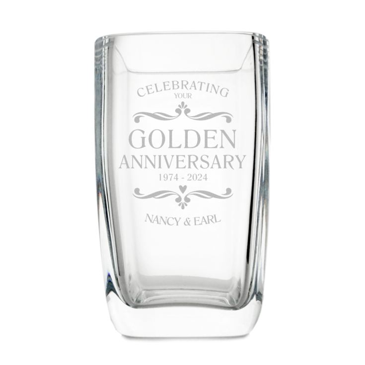 Personalised Golden Wedding Anniversary Glass Vase product image