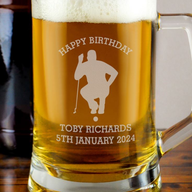 Engraved Golf Beer Glass Tankard product image