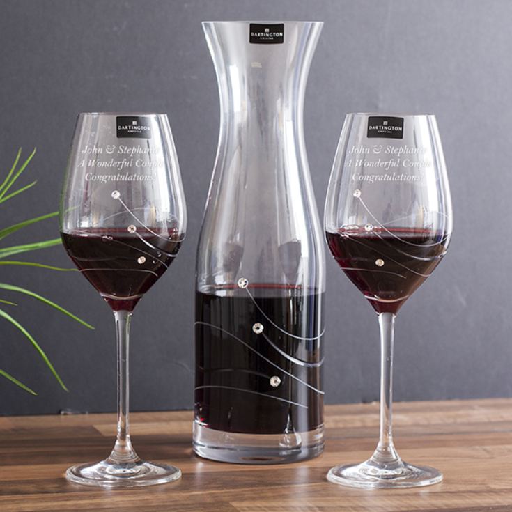Dartington Glitz Carafe And Personalised Wine Glass Gift Set The Gift