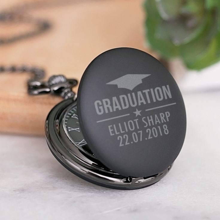 Personalised Black Graduation Pocket Watch product image