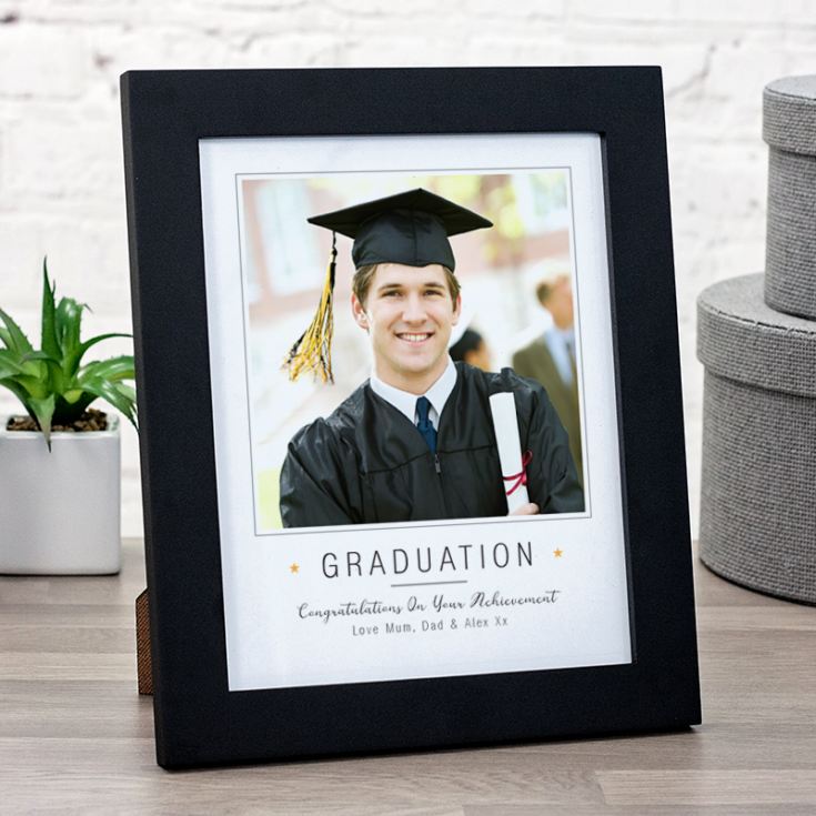 Personalised Graduation Photo Print In Black Wooden Frame product image