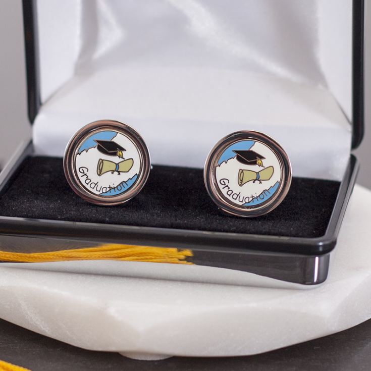 Pair Of Graduation Cufflinks With Personalised Box product image