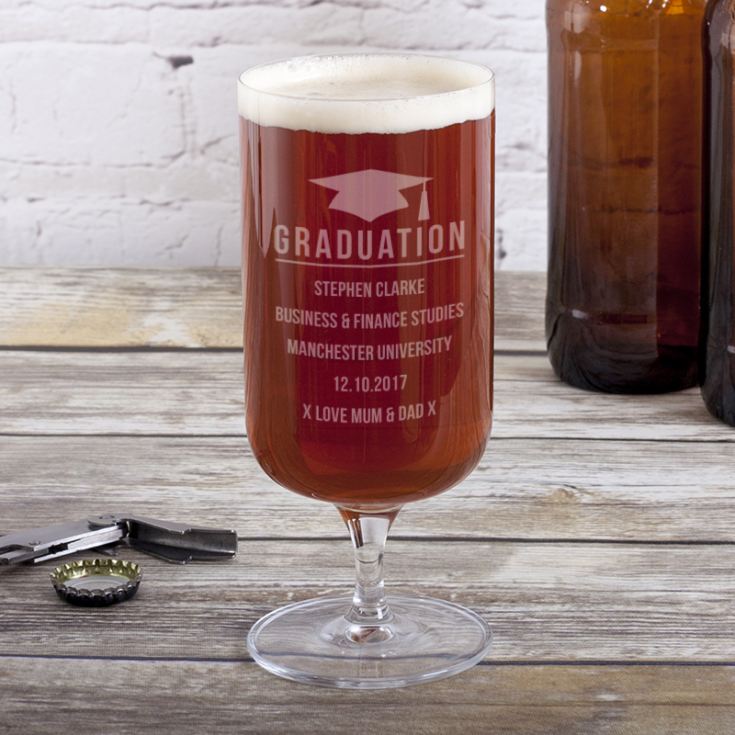 Personalised Graduation Footed Beer Glass product image
