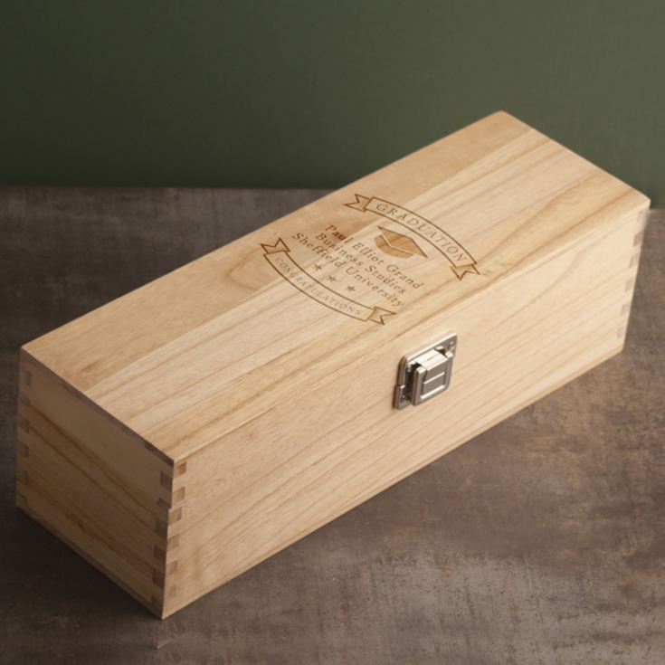 Personalised Graduation Wooden Wine Luxury Gift Box product image