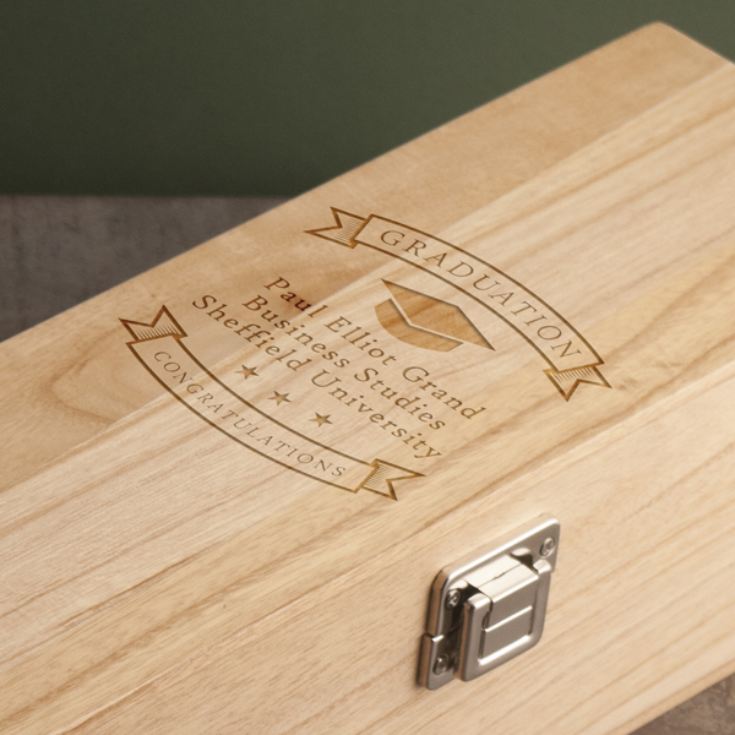 Personalised Graduation Wooden Wine Luxury Gift Box product image