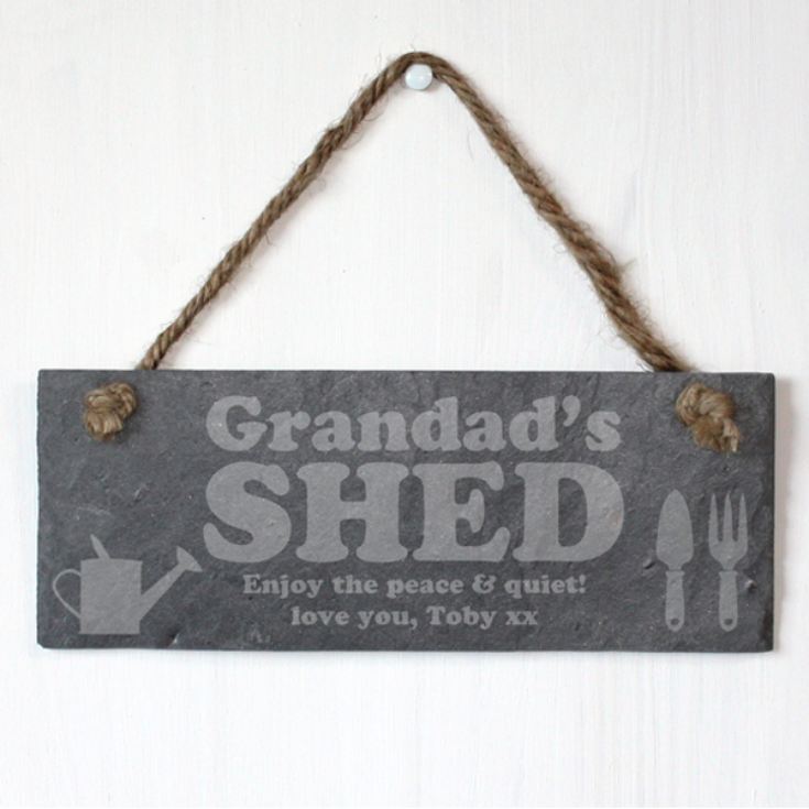 Grandad's Shed Personalised Slate Plaque product image