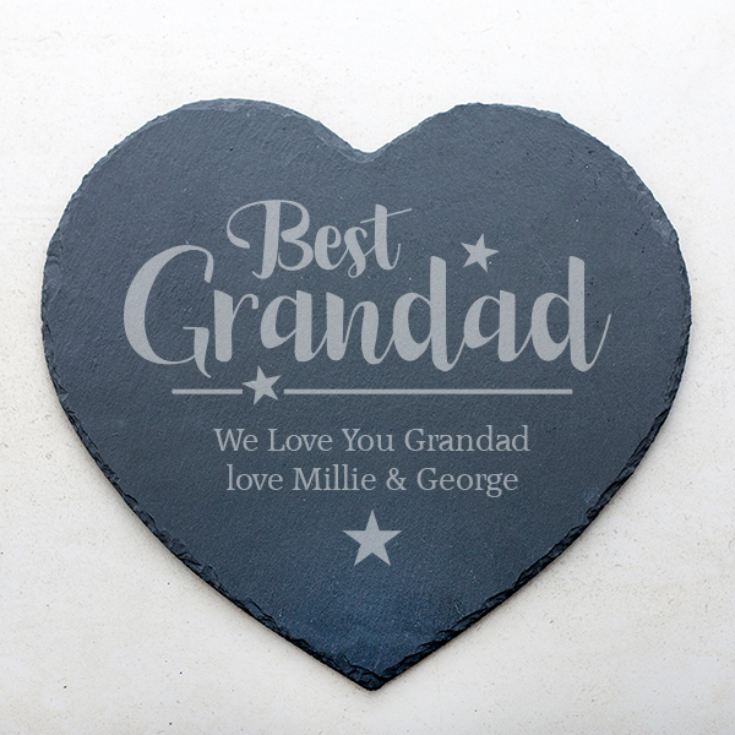 Personalised Best Grandad Slate Heart Coaster product image