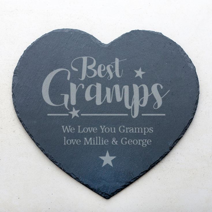 Personalised Best Grandad Slate Heart Coaster product image