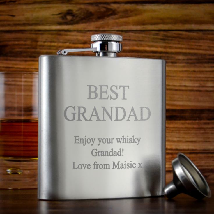 Personalised Grandad Stainless Steel Hip Flask product image