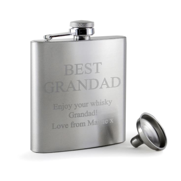 Personalised Grandad Stainless Steel Hip Flask product image