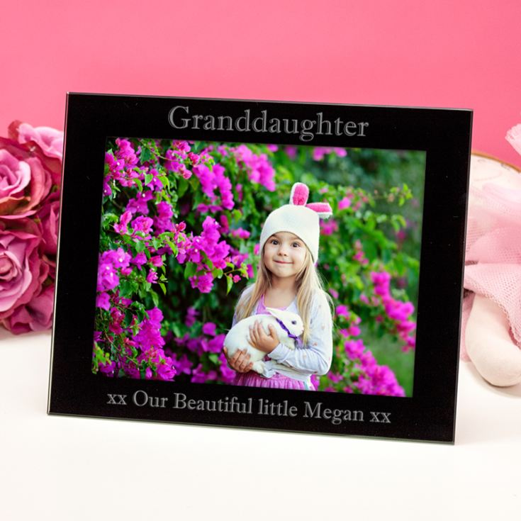 Personalised Granddaughter Black Glass Photo Frame product image