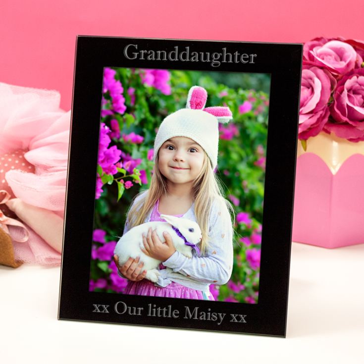 Personalised Granddaughter Black Glass Photo Frame product image