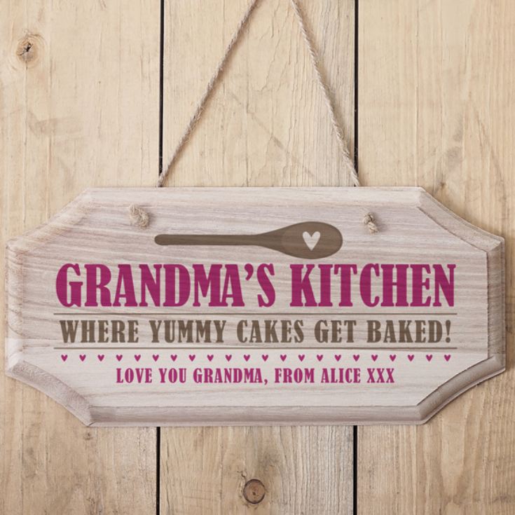 Personalised Grandma's Kitchen Hanging Wooden Sign product image