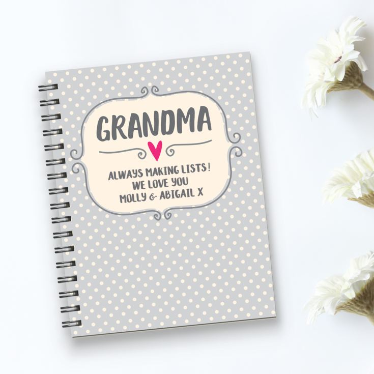 Personalised Grandma A5 Polka Dot Notebook product image