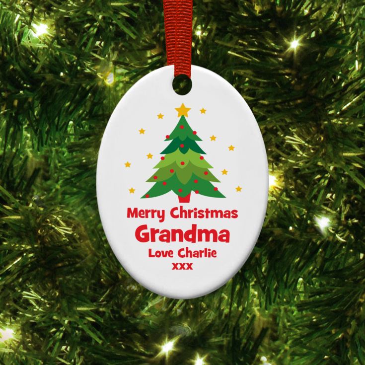 Personalised Grandma Oval Hanging Christmas Ornament product image
