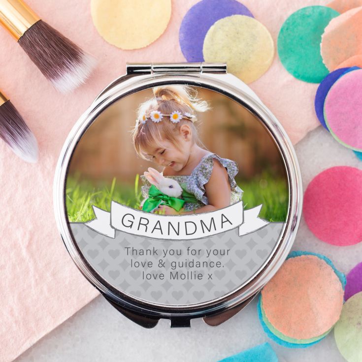 Personalised Grandma Photo Upload Compact Mirror product image