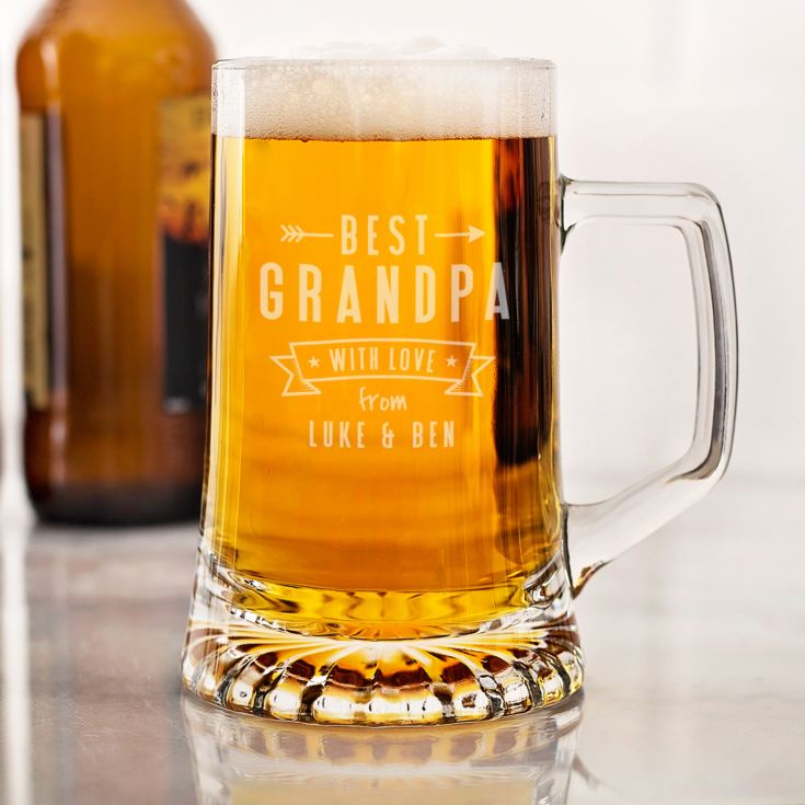 Personalised Best Grandad Glass Tankard product image