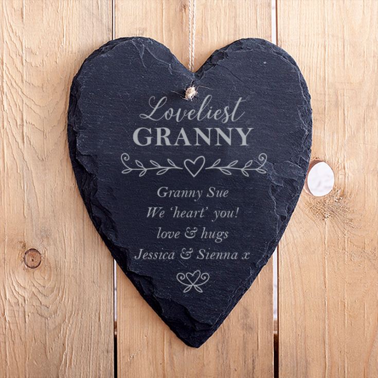 Personalised Grandma Hanging Slate Heart product image