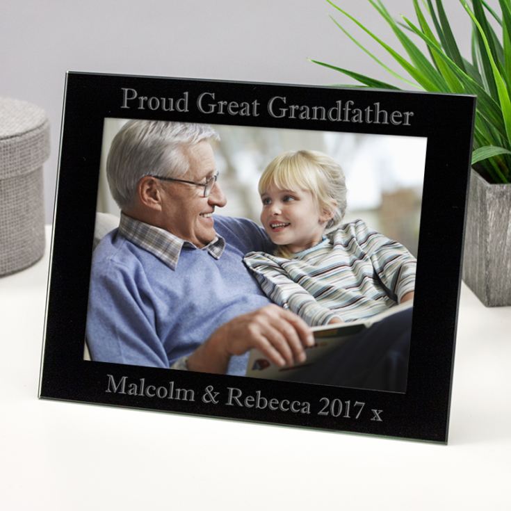 Personalised Proud Great Grandfather Black Glass Photo Frame product image