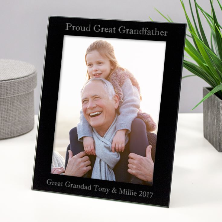 Personalised Proud Great Grandfather Black Glass Photo Frame product image