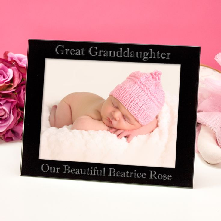 Personalised Great Granddaughter Black Glass Photo Frame product image