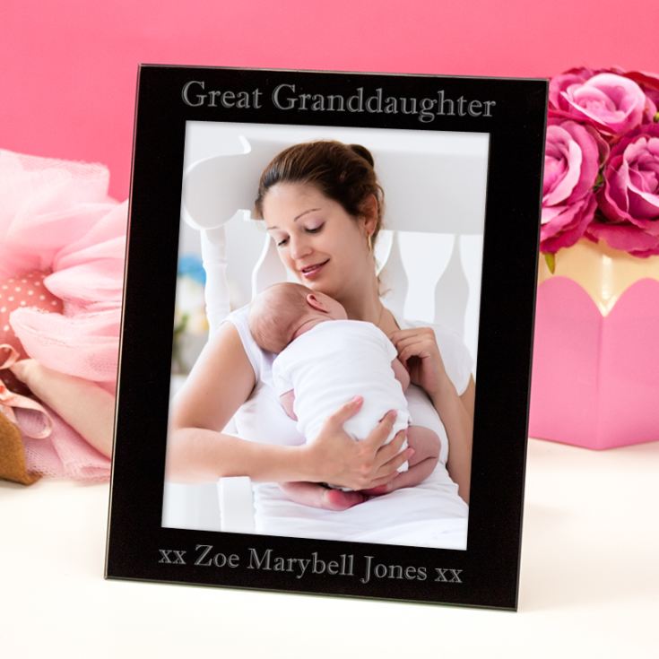 Personalised Great Granddaughter Black Glass Photo Frame product image